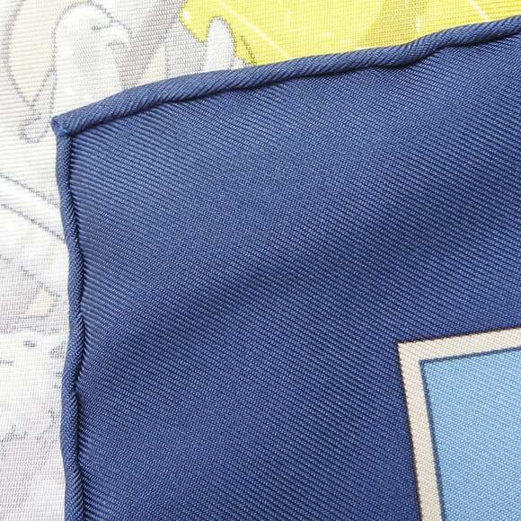 HERMES Blue Silk Scarf - Picture 9 of 11